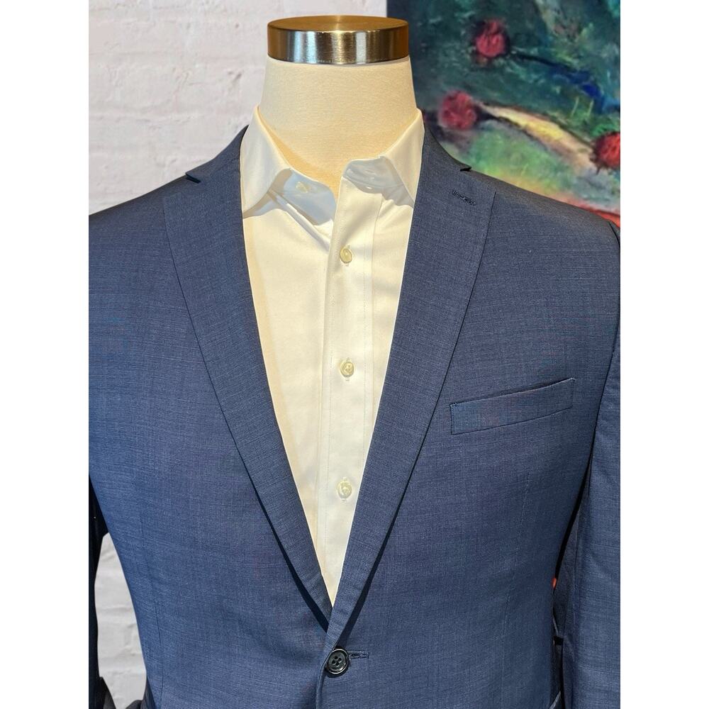 Alfani 40-42R Slim Royal Cobalt Blue Nailhead Casual Blazer Sport Suit Jacket - Picture 4 of 16